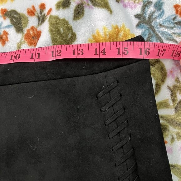 Leo & Ugo Skirt Set Womens Black Faux Suede Western Blazer Pencil Skirt - Picture 9 of 13